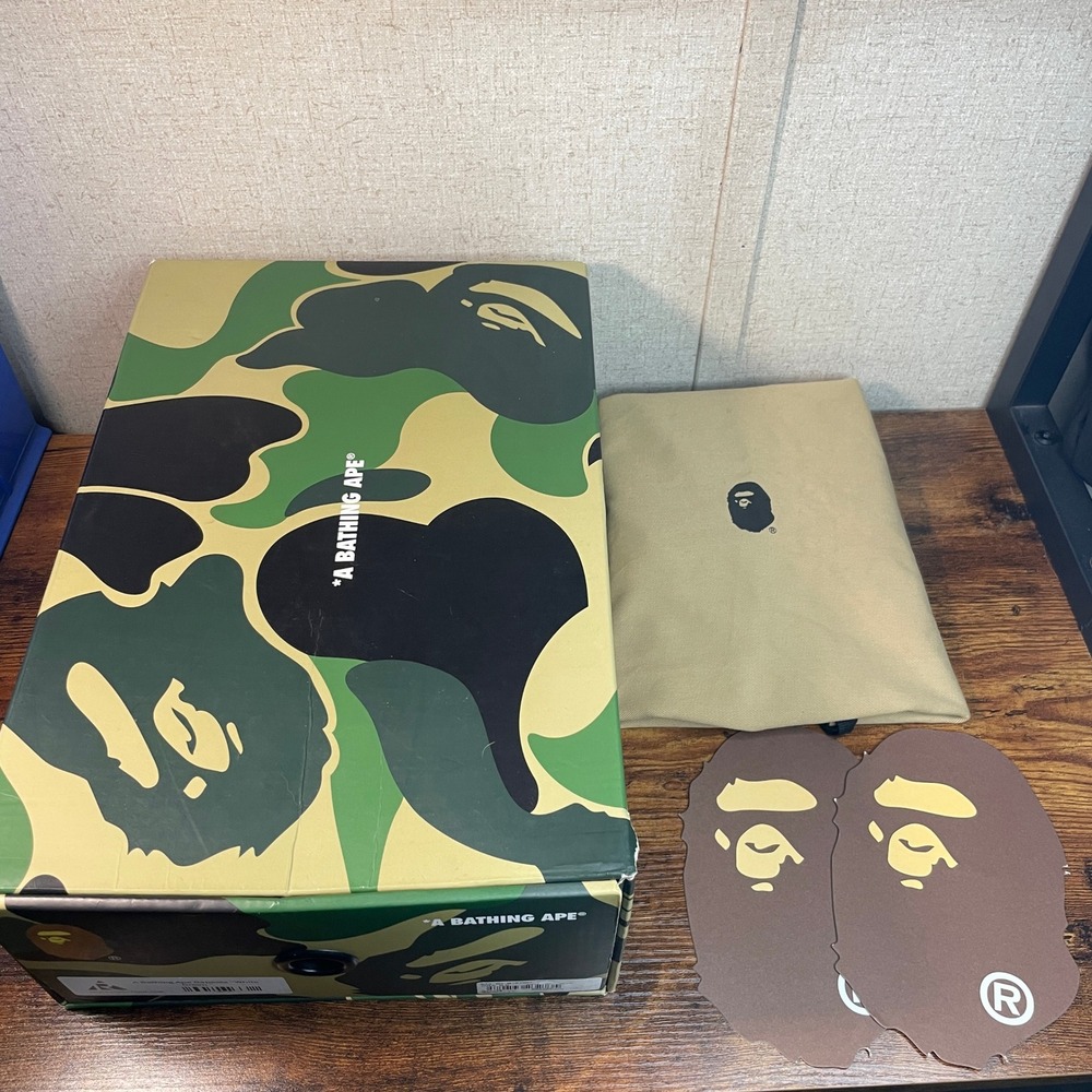 A Bathing Ape Bapesta Green ABC Camo Empty Shoe Box Dust Bag Size 9.5 M191007 J